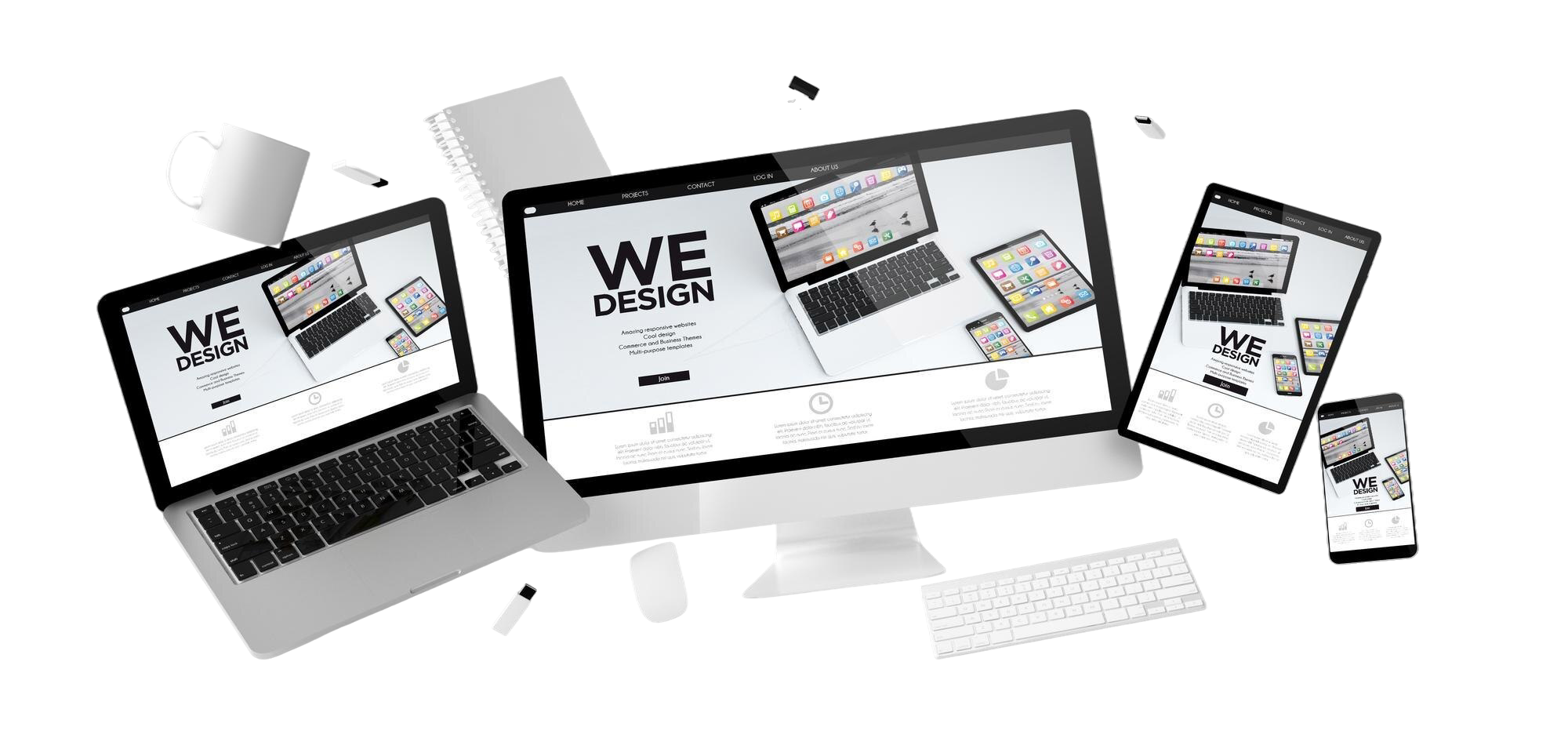 tecnologie in volo su sfondo grigio